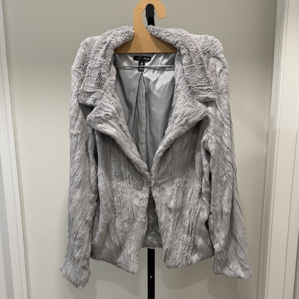 AQUA Gray Faux Fur Women's Jacket